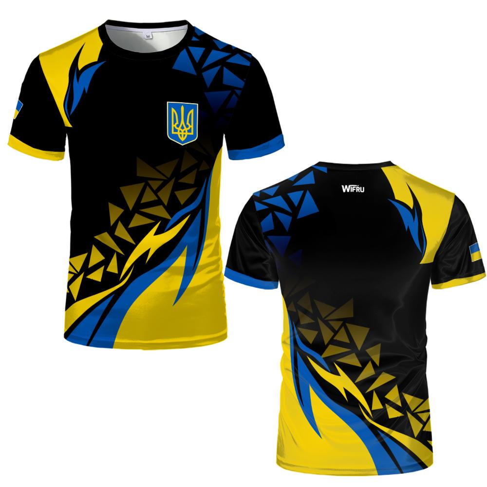 New Ukraine National Flag Graphic Jersey Summer Outdoor Sports Breathable T-shirts Men's and Women's Casual Streetwear