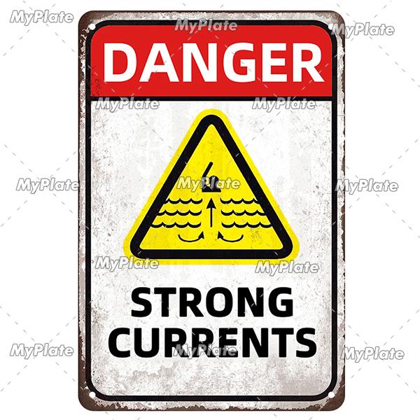 [MyPlate] Vintage Varning Haj Hav Strand Poster Metallskylt Plåt Zinkskylt Vägg Hantverk Dekor För Hem Plakett