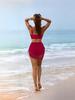 2026 European High-Waisted Slimming Two-Piece Women's Swimsuit in Solid Color