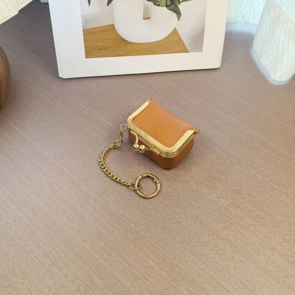 New Leather Coin Purse Solid Color Square Small Trinket Storage Multifunctional Kiss Lock Wallet Rings Necklaces Earrings