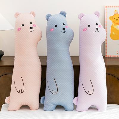 Summer Polar Bear Doll Lying On The Dog Ice Silk Pillow On The Bed Sleeping Long Strips of Legs Clamped Against Pillow Girl Sleeping
