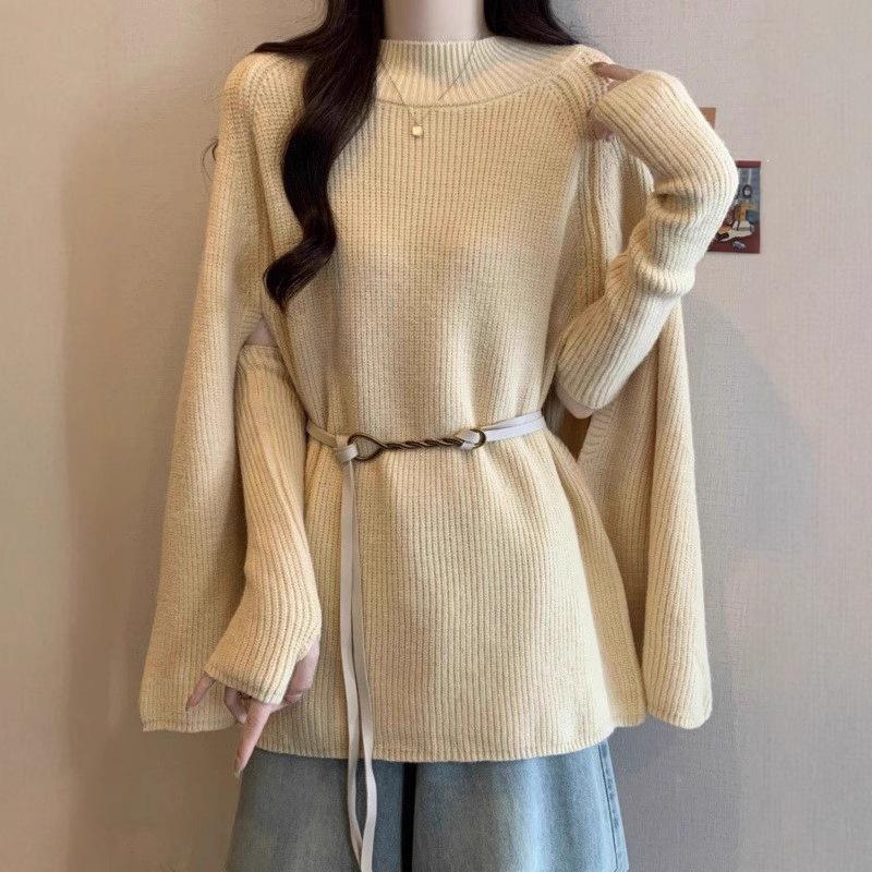 2026 Autumn/Winter Korean Lazy Style Knit Cape Sweater Two-Piece Set
