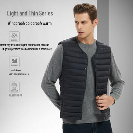 Men's Short Winter Down Jacket - 90% White Duck Down, Lightweight, Warm, Plus Size Available