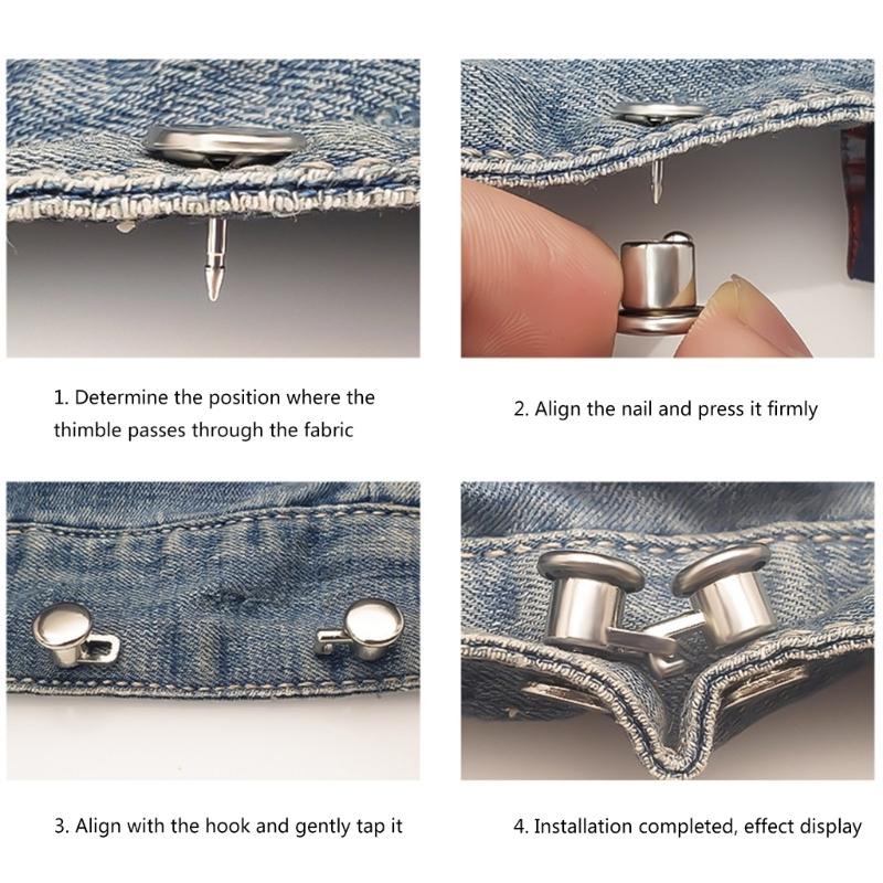 Elegant Flat Back Waist Tightening Button For Jeans Pants Waist Fastener Clip NoSewing Multiuse Clasp for Loose Trousers