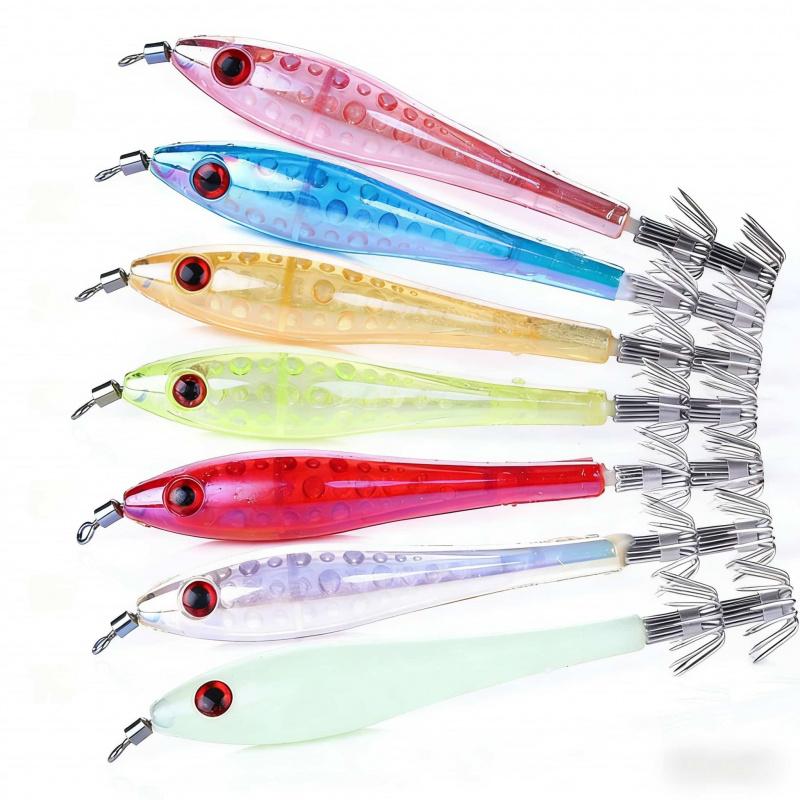 Lure Bait Set with Luminous Squid Jigs9.5cm6gSea Fishing Bass and Mandarin Fish Special Bionic Lure with Hook5Set