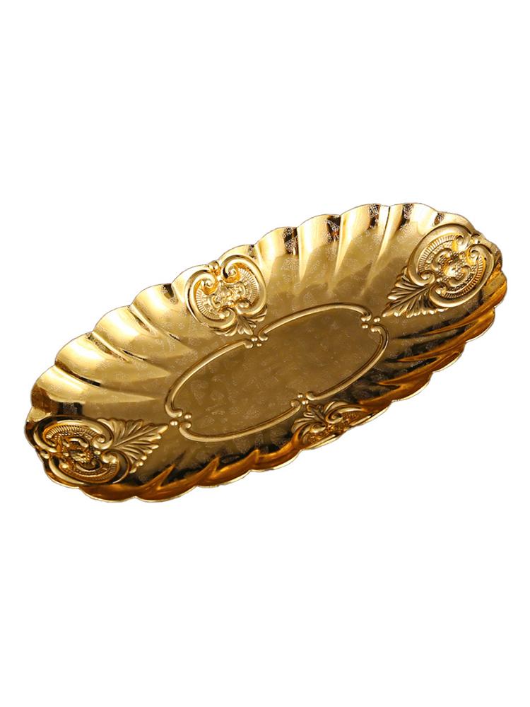 

Simple Metal oval egg shape fruit Dish Golden Food Plate Storage Plate for Party Appetizers Sushi Restaurant Dessert