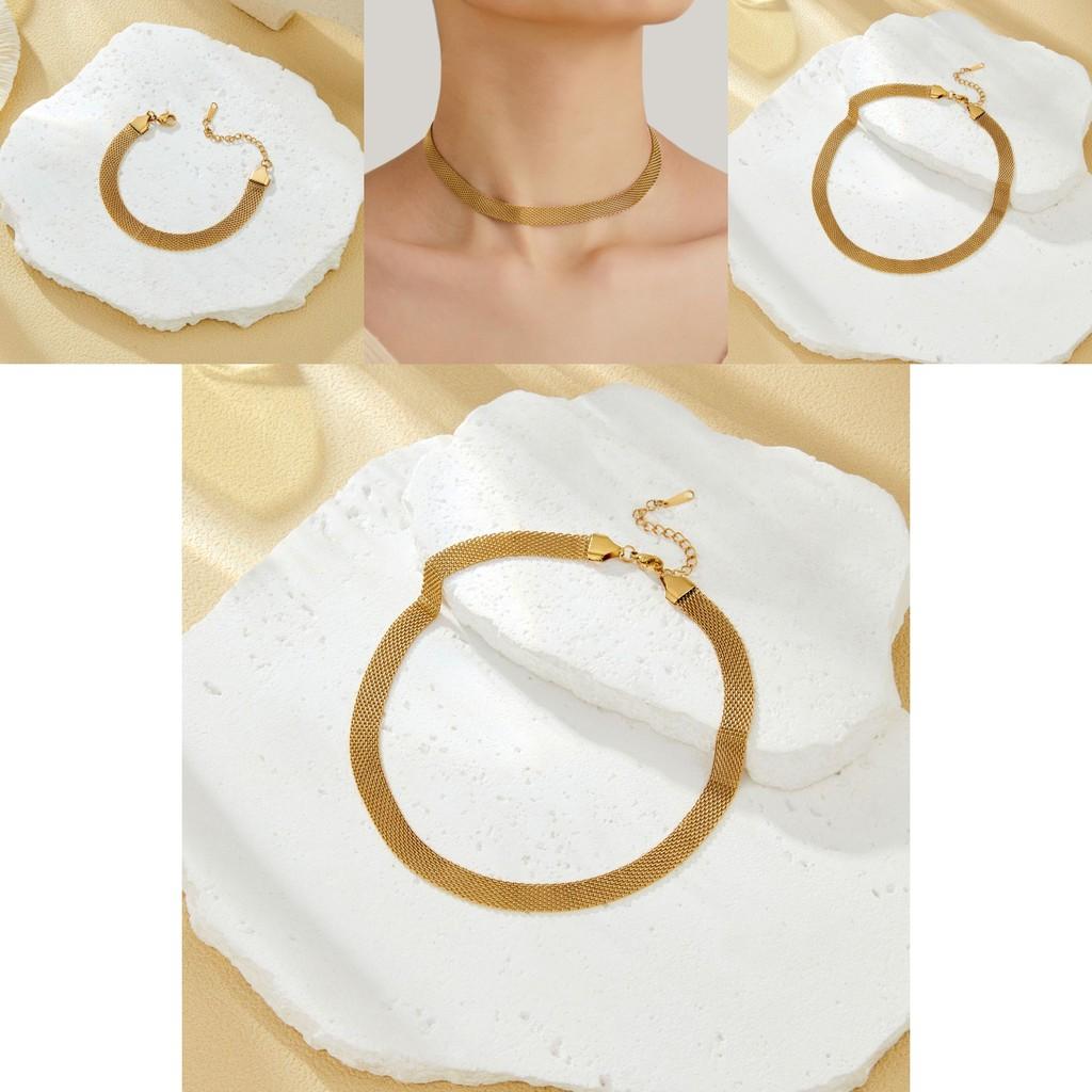 Elegant Gold Titanium Necklace Contemporary Ins Hip Hop Choker For Trendy Style Womens