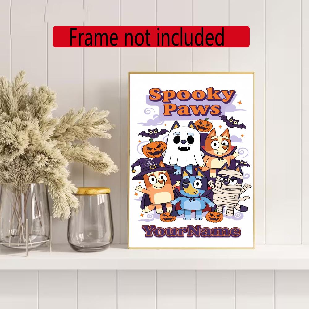 Bluey Customize Your Name Diamond Painting Round Diamond Diy Frameless Holiday Artwork Suitable For Home Office Wall Decoration
