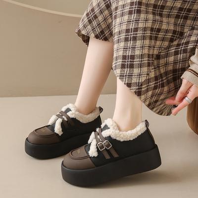 Thick-soled Warm Wool Cotton Shoes Women's Winter Retro Casual Piled Thickened Snow Shoes