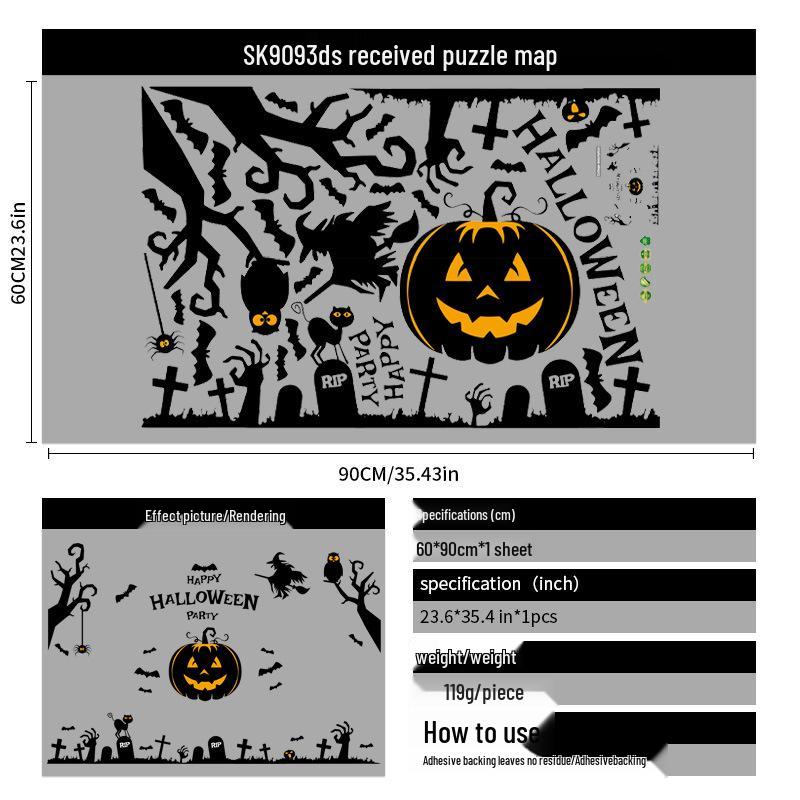 2025 Halloween Pumpkin & Witch Static Cling Wall & Window Stickers