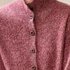 Srcr Women's 100% Wool Semi-High Collar Cardigan Sweater