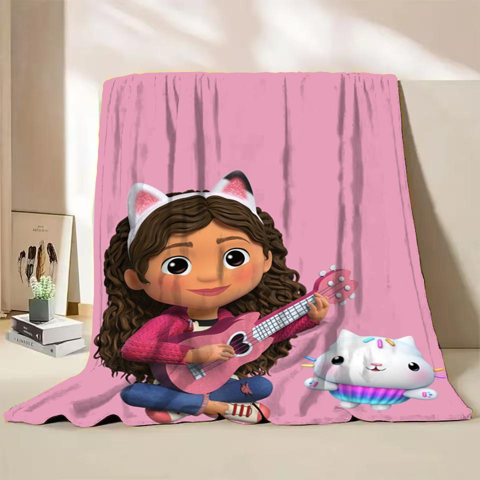 Gabbys Dollhouse Flannel Fluffy Fleece Blanket for Home Bedroom Bed Sofa Office Children Cover Adult Soft Blanket Kids Cute Gift