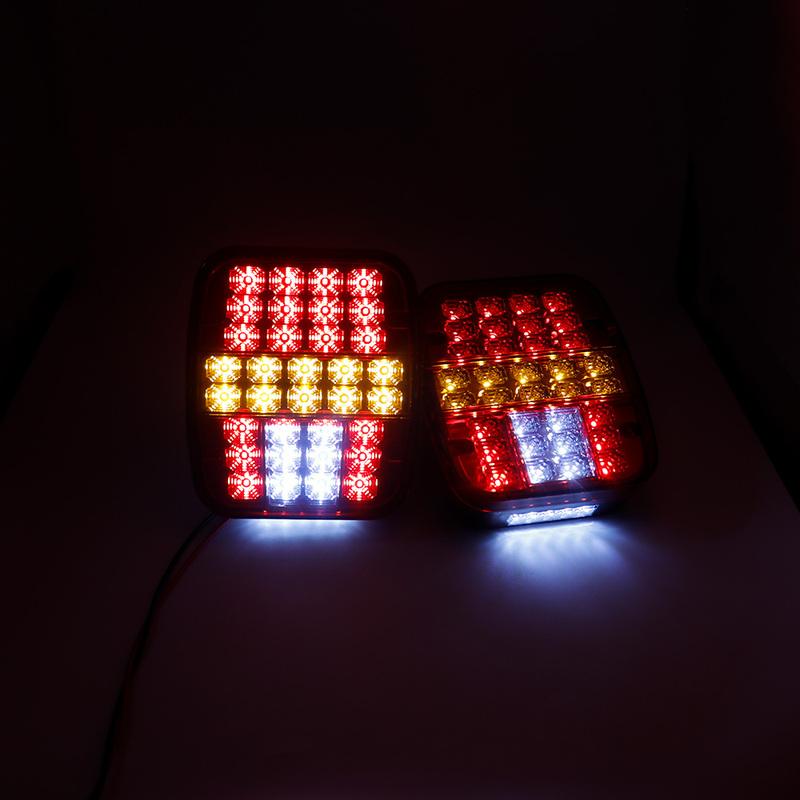 2pcs 12V 24V 39 LED Tail Light Combination Stop Turn Signal Light Trailer Tail License Plate Lamp Truck Rear Lamp Waterproof