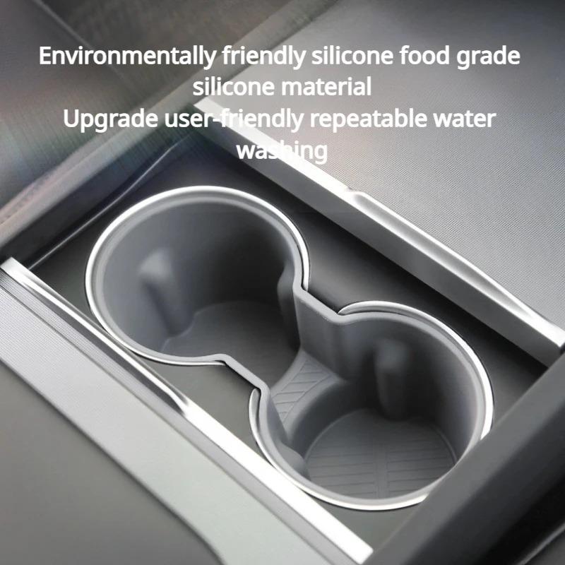 For Tesla New Model 3+ Highland 2024 2025 Water Cup Holder Central Control Cup Slot Silicone Cup Holder Limiter Car Accessories