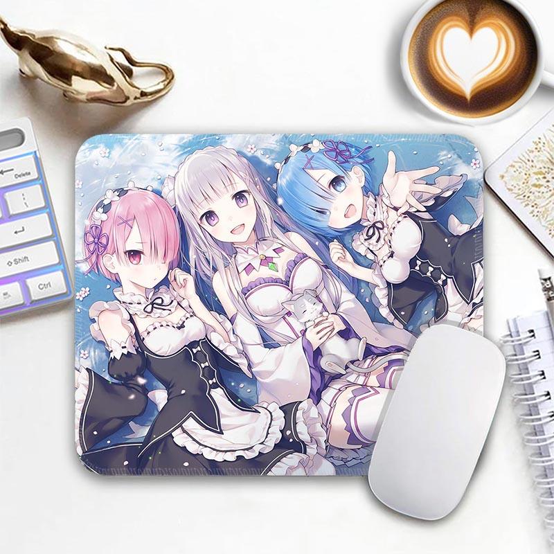 Anime R_Rem R_Re Zero Mouse Pad Small Gaming Mousepad Gamer Non-Slip Edge Standard MousePads PC Compact Stitched Office Mousemat