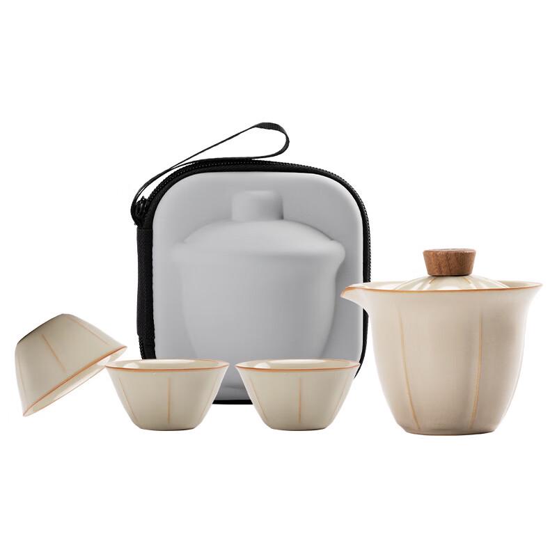 Ru Kiln Gaiwan Tea Set with Portable Bag