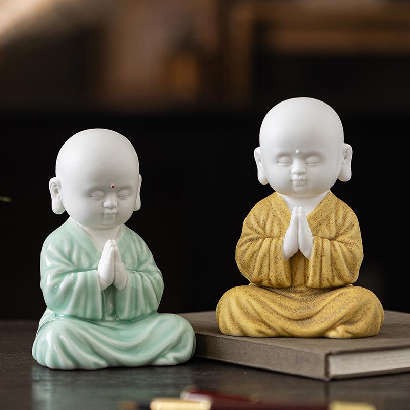 Creative Monk Tea Pet Ornaments,Ceramic Figures, Zen Tea set,Chinese Gongfu Tea Accessories,Home Decoration