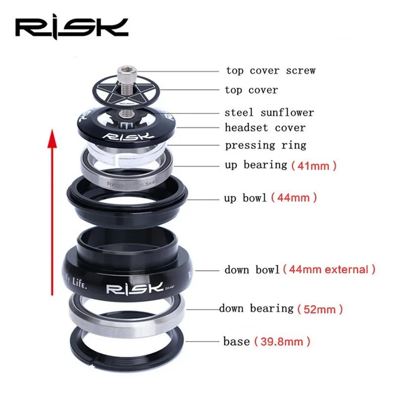Mountain Bike Headset Downhill 44-49.7mm Cone-Shaped Compatible with 1.5 Tapered Fork Bearings Complete Set Durable Smooth