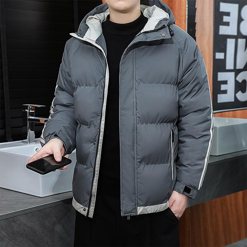 Mens Hooded Cotton Puffer Jacket Loose Fit Winter Warm Outerwear Streetwear Casual Coat