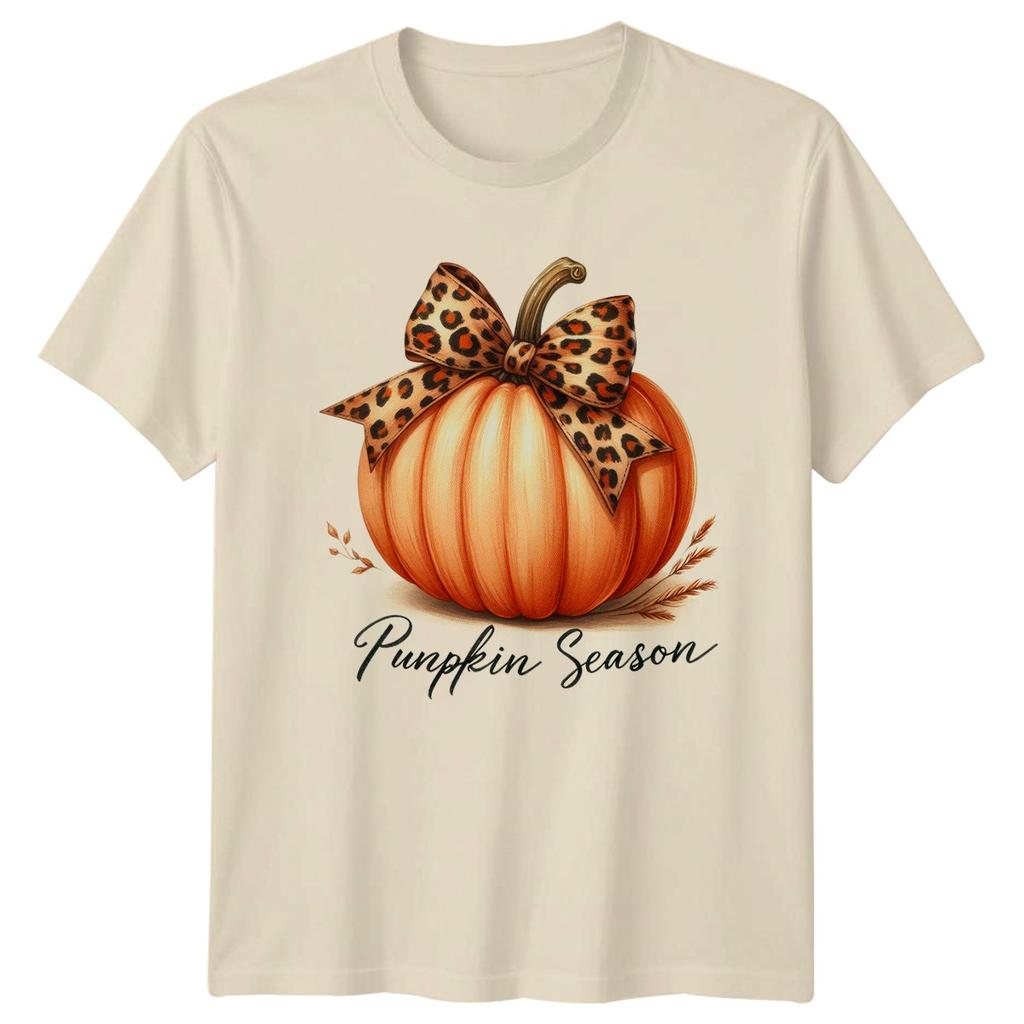 Pumpkin Season Unisexs TShirt Leopard Print Autumn Seasonal Gift For Her