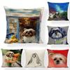 Cartoon Cute Dog Oil Double-Sided Printed Pillow Cover Short Plush Suitable Living Rooms Bedrooms Sofas Throw Cushion Cover