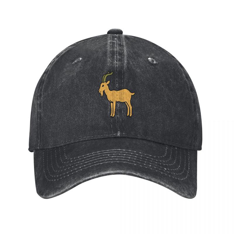 Antilopen-Logo Gewaschene Canvas-Baseballkappe Klassisch Schwarz Verstellbare Mütze mit Goldstickerei-Design für Outdoor und Freizeit