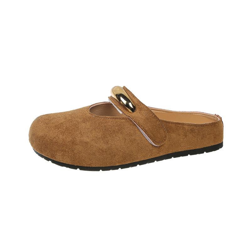 Pink Bag Head Half Slippers Women's Summer Wear New Women's Temperament One-pedal Flat Shoes
