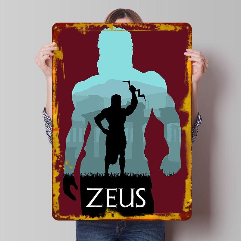 

Mythology Zeus Tin Plaque Poster Customized Wall Art Retro Vintage Metal Signs for Man Cave Wand Deko Bedroom Decorations Home 7.9x11.8In(20x30cm)