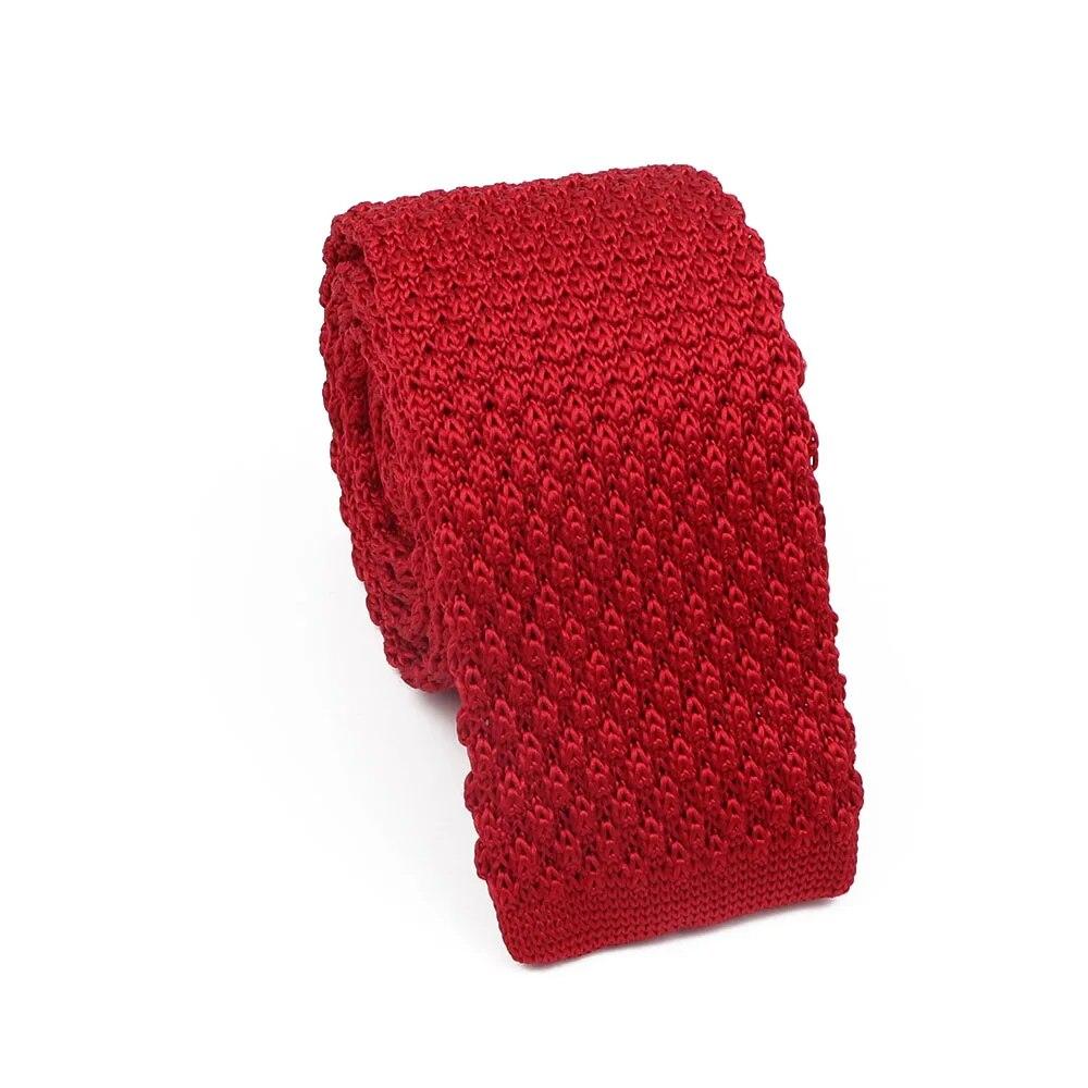 Men's, Knitted Tie, Burgundy Black, Knit Necktie, Solid Color, 6cm, Narrow Tie,