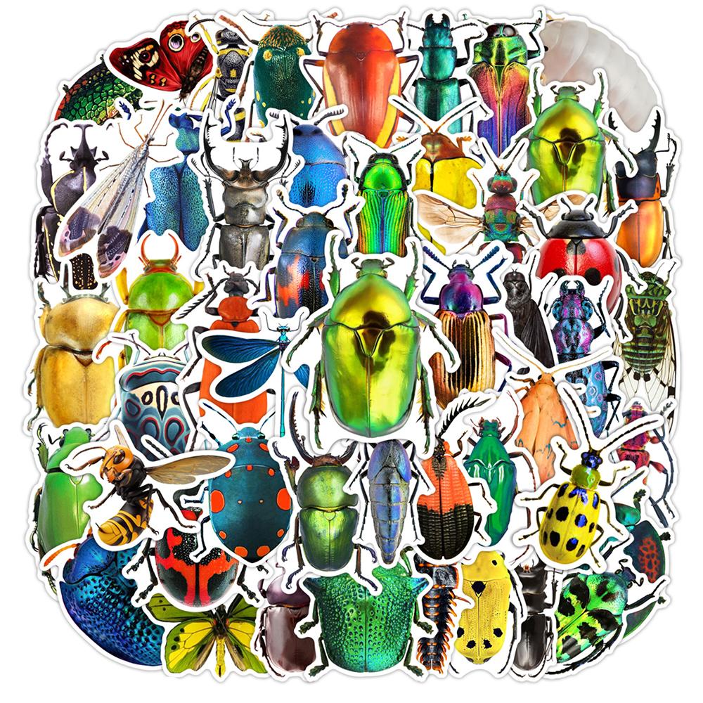 10/30/50pcs Realistic Insect Cartoon Stickers Beetle Decals DIY Stationery Laptop Phone Cases Retro Graffiti Sticker