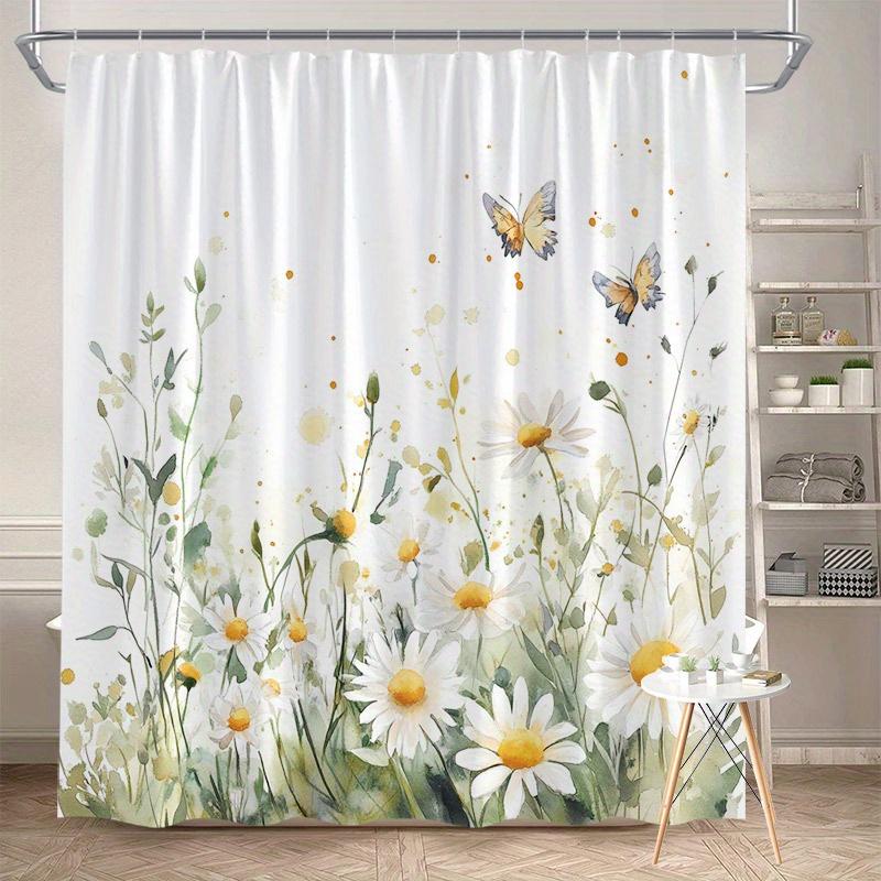 Easy Care Shower Curtain With Hooks Waterproof Anti-mold Cute Simple Style Quick Install For Home Hotel Apartment Dorm Bathroom