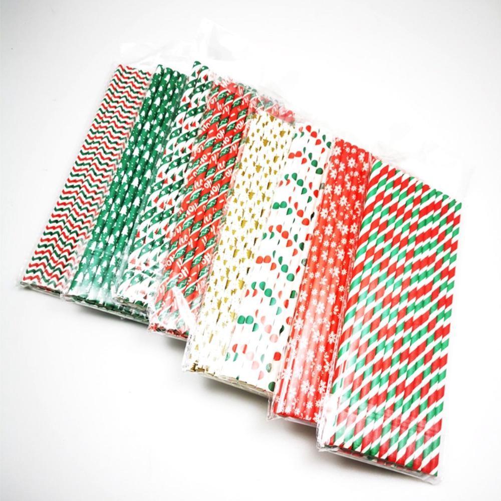 Tableware Paper Biodegradable Drinking Straws Christmas Decoration Party Supplies Bar Tools