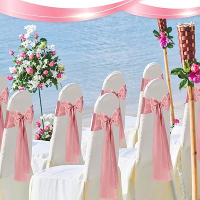 Wholesale 10/50pcs Satin Bow Sashes Wedding Chair Decor 17x275cm Ribbon Butterfly Tie Band For Christmas Birthday Party Sashes