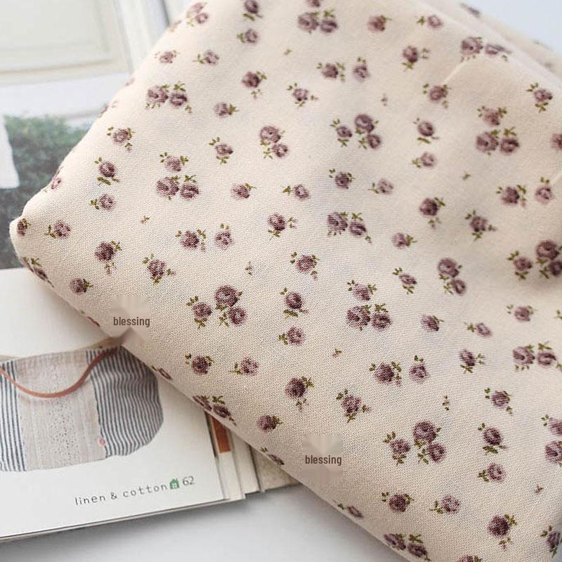 Artistic Handmade Cotton-Linen Plaid Shirt and Half-Skirt Floral Fabric for DIY Tablecloths, Cushions, and Bedding