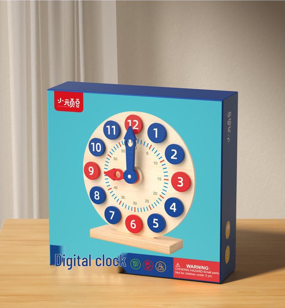 Wooden Educational Alarm Clock Toy for Toddlers and Children - Large Digital Early Learning Timepiece