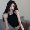 Women's Halter Neck Sleeveless Tank Top Slim Fit Solid Color Cropped Camisole 2026 Summer Sexy Inner Layering Basic Top