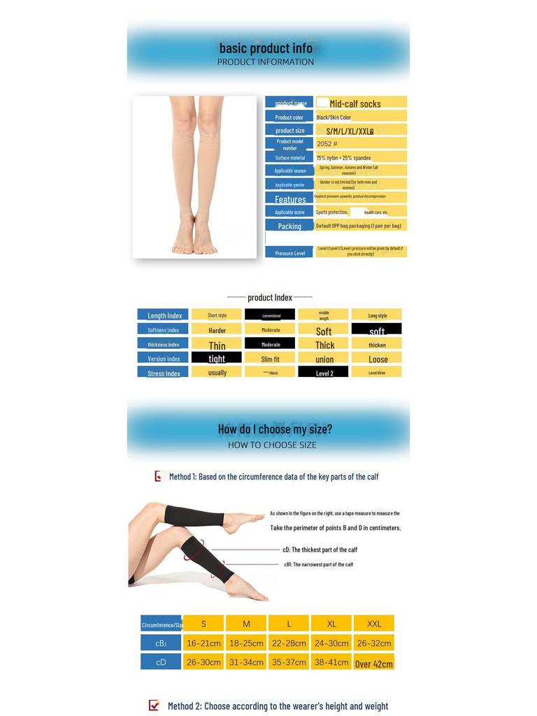 Chaussettes de Compression Modelantes Mi-Mollet avec Support Bandage Élastique