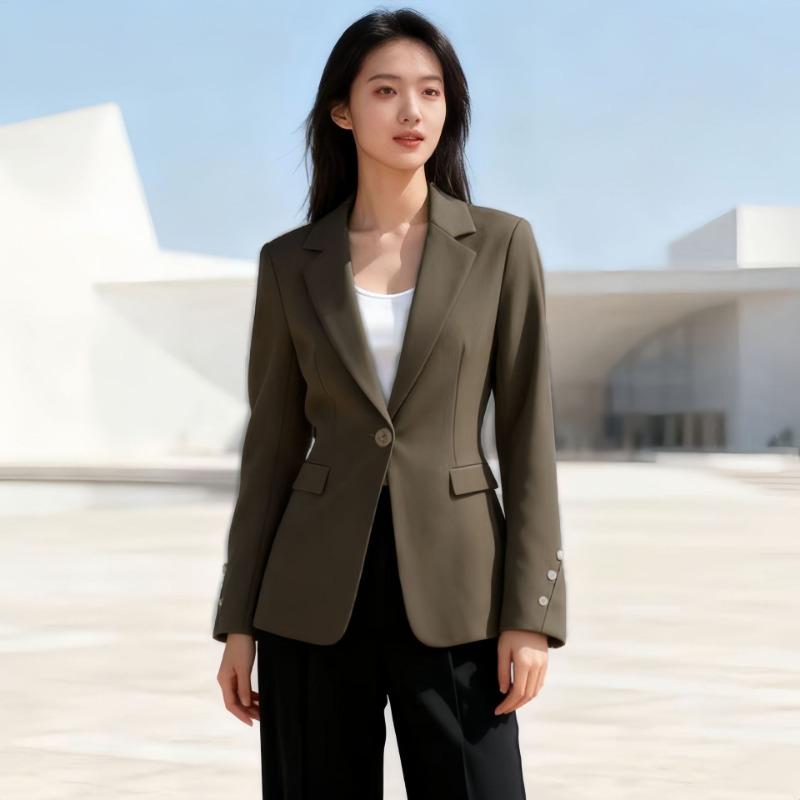 Spring Autumn Loose Casual Solid Blazers Women Long Sleeve Simple All-match Cardigan Top Coat Jacket Outwear