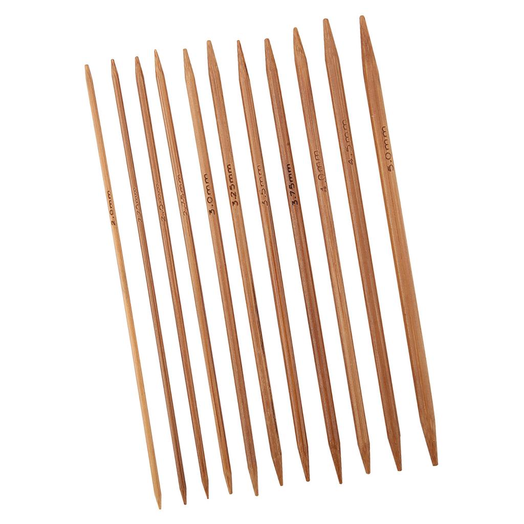 Set of 11 Bamboo Double Pointed Knitting Needles Set 11 Sizes (5.1in 13cm)