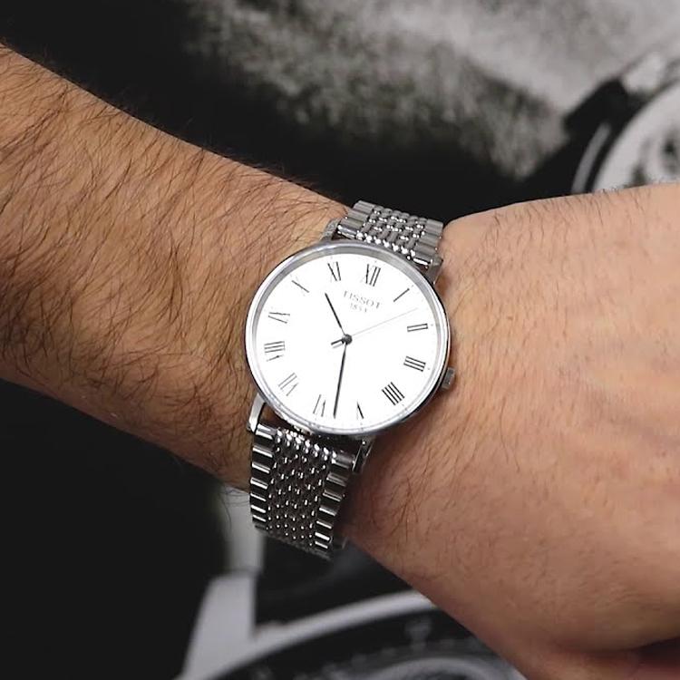 Tissot Meishi Series Quartz Movement Waterproof Bauhaus Style Roman Scale Watch 38mm White Dial Men watches T109.410.11.033.00