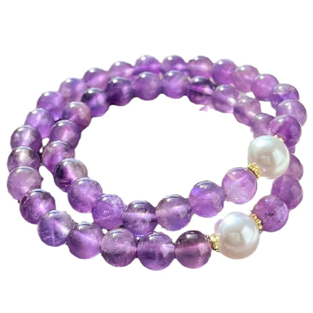 8Mm Retro High Quality Natural Amethyst Multi-Circle Bracelet Bracelet.