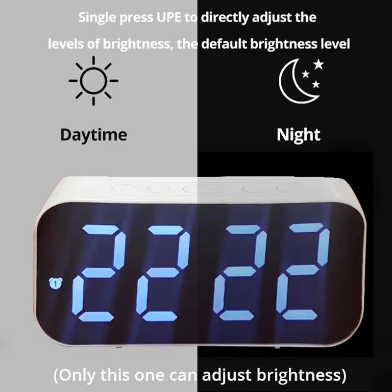 LED Mirror Table Clock Digital Alarm Snooze Display Time Desktop Electronic Table Clocks Desktop Clock LED Mirror Table Clock Di