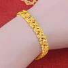 Delicate Love Heart Golden Bracelet Alloy Flower Hollow Bracelet Ornaments Hand Chain Chinese Style Bangles Ladies