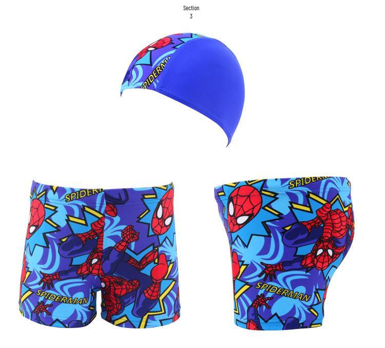 

Мультяшный набор плавок и шапочки для мальчиков - Детский стиль с квадратными штанинами, Ткань 6801 M