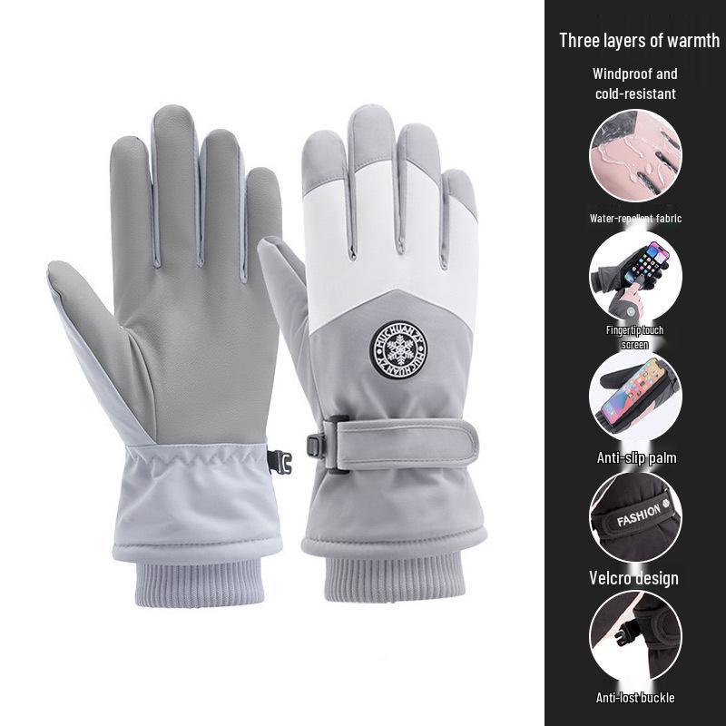 Guanti da sci invernali unisex: Foderato in Velluto, Touchscreen, Antivento e Antifreddo per Sport all'Aperto