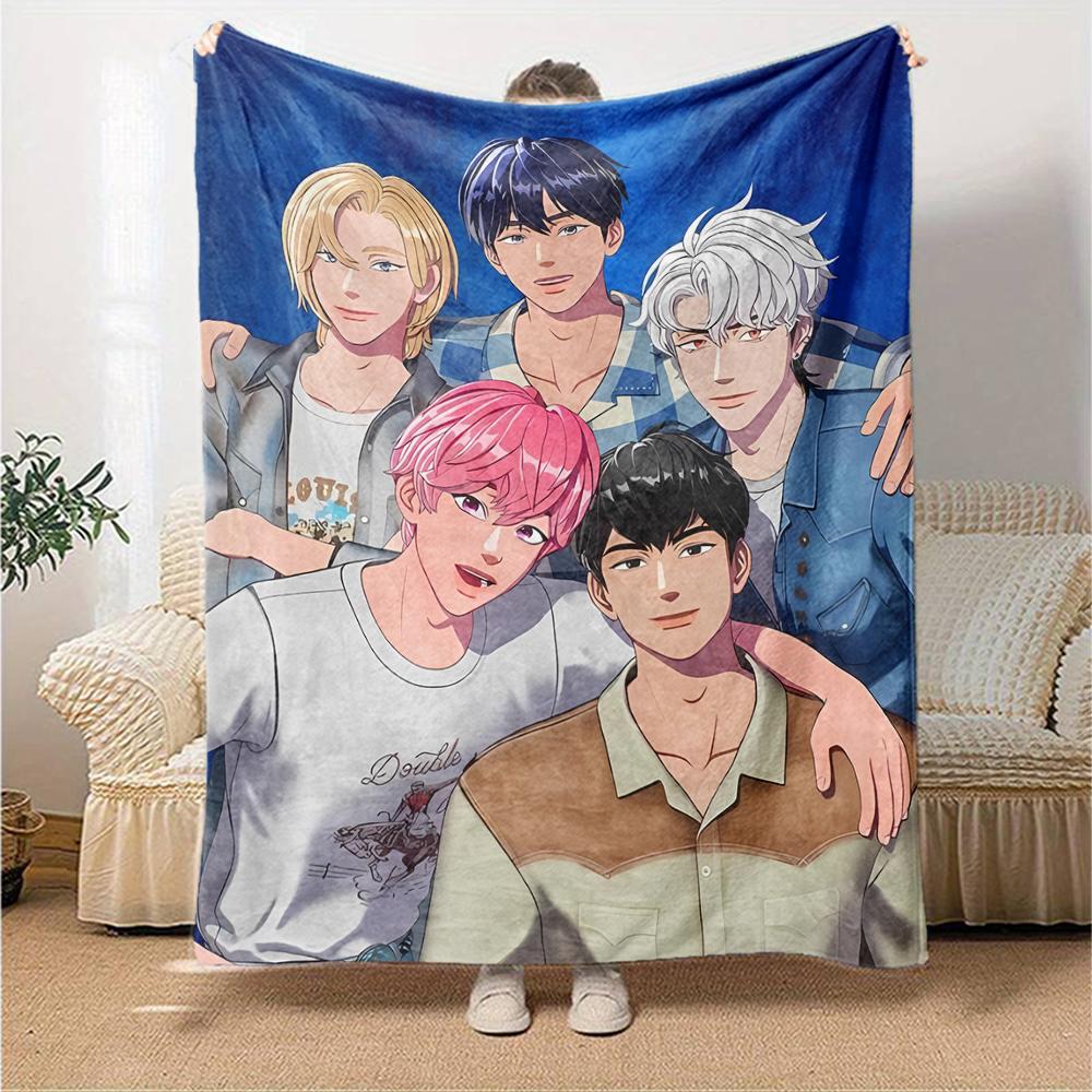 1pc Blanket - Kpopo Plave Print Design,Lightweight Blanket for Sofa,Bed- Soft &Warm,Gift for All Seasons