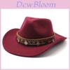 Western Cowboy Wool Felt Fedora Hat With Sun Protection For Men And Women
