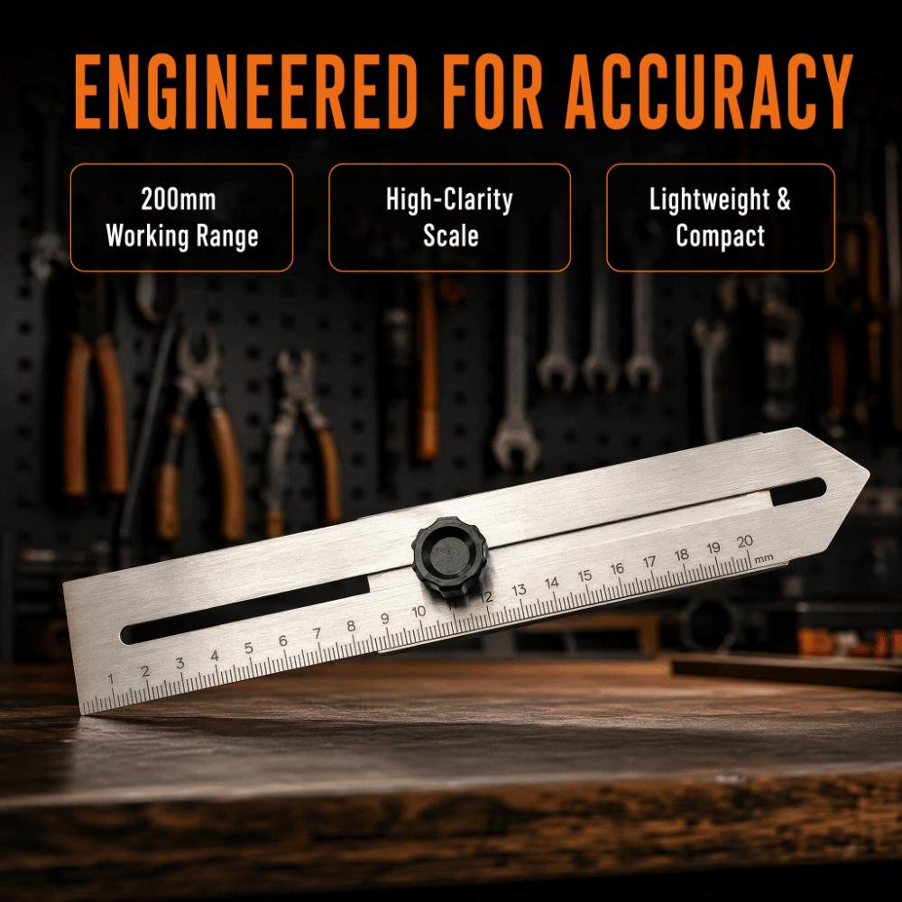 Slide Stop Sliding Line Ruler Stainless Steel Marking Gauge Tool  For Woodworking