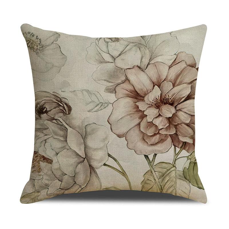 Retro Plant Flowers Throw Pillow Covers With Digital Printing Of Short Plush Fabric Car-Shaped Sofa Cushion Office Home Decor