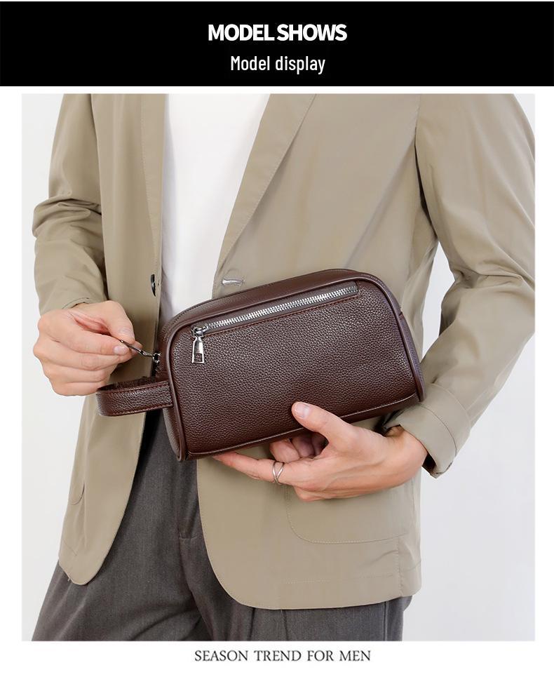 Men's Large Capacity Lightweight PU Business Clutch Bag